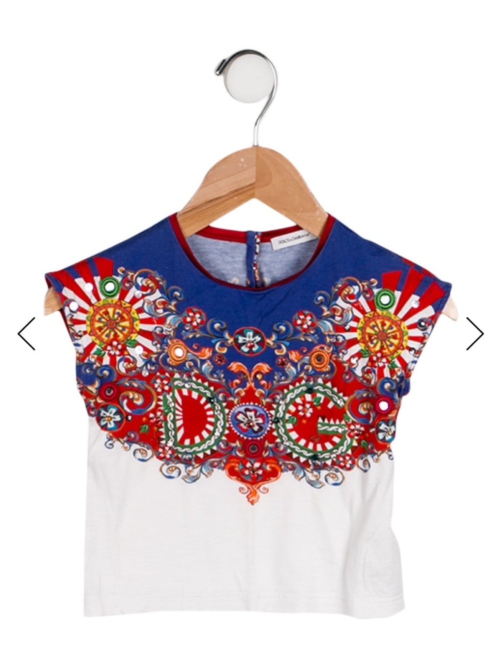 Dolce & Gabbana Kids White & Blue Embroidered Graphic Tee size 2